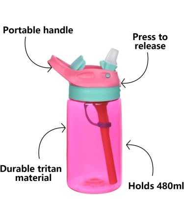Flintonic 480ML Kids Sippy Cup | Leak-Proof, BPA-Free Toddler Drink Bottle with Brush | Water Milk Cup for Children | Shatter-Proof, Red - Buy Online on SooperMarket.com