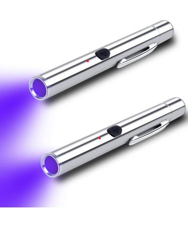 LEAGY 2 Pack Pen Torch 365nm UV Light Penlight USB Rechargeable Torch Black Light Flashlight for Detecting Mold Fungus Fluorescent Stains and Pet Urine etc