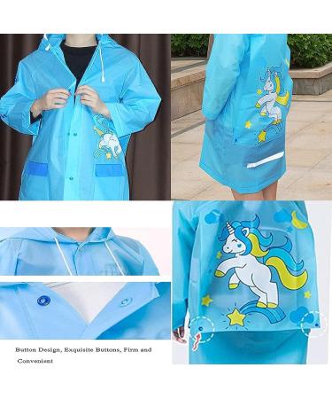 QTECLOR Kids Raincoat Jacket Age 6-13 | Cartoon Rain Poncho with School Bag Cover - Buy Online on SooperMarket.com