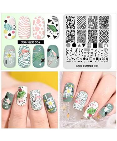 Summer Nail Stamping Plate - Geometry, Leopard, Zebra Patterns | Alexnailart Stencil for DIY Manicure Designs (SU004) - Buy Online on SooperMarket.com