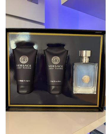 Versace Pour Homme for Men - 3 Pc Gift Set 1.7oz EDT Spray 1.7oz Hair and Body Shampoo 1.7oz After Shave Balm 5.1 Fl Oz (Pack of 1) - Buy Online on SooperMarket.com