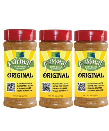 Parma! Vegan Parmesan ORIGINAL - Gluten Free Plant Based Dairy Free Umami Cheese-- 3 each 7oz bottles