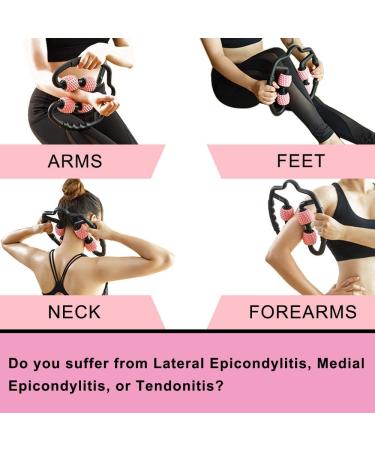 StrongTek Trigger Point Roller Massager for Forearm, Elbow, Hand, Arm, and Leg - Deep Tissue Self Massage for Golfer & Tennis Elbow Treatment - Athlete Muscle Pain Relief - Black + Pink - Buy Online on SooperMarket.com