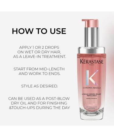 K rastase Chroma Absolu High Shine Hair Oil for Damaged Colour-Treated Hair Lightweight Formula with Lactic Acid Huile Chroma clat Refillable Bottle 75ml - Buy Online on SooperMarket.com