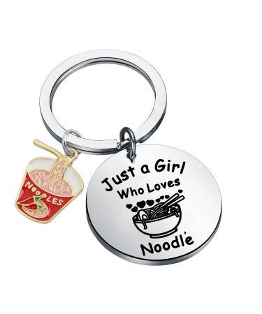 UJIMS Ramen Noodles Keychain Noodle Lover Gift for Women Just a Girl Who Loves Noodle Food Themed Gift
