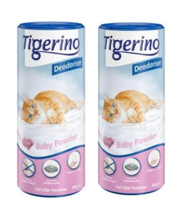 Tigerino Deodorizer Baby Powder - 2 X 700g Powdery Floral Fragrance With Vanilla Jasmin And Violet Rounded Off With Iris And Ceder Wood Litter Deodorizer With Fine Granules Of Natural Clay