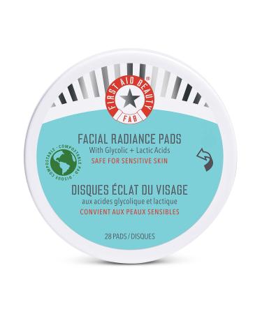 First Aid Beauty Facial Radiance Pads Daily Exfoliating Pads with AHA that Help Tone & Brighten Skin Compostable for Daily Use 28 Pads