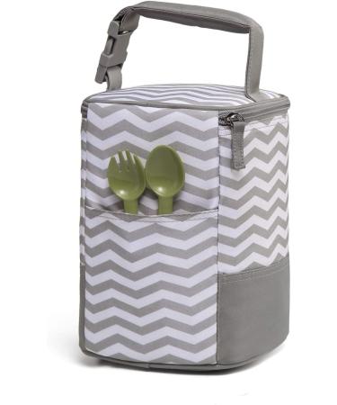 LCY Insulated Baby Bottle Cooler Bag - Grey & White Waves | Fits 4 Bottles | Hanging Strap Included - Buy Online on SooperMarket.com