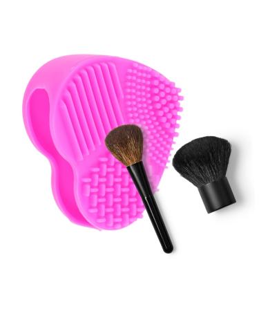 Housoutil Makeup Brush Cleaners Make up Brush Cleaner Silicone Cleaning Pad Rose Red Cleaning Tool Silicone Makeup Applicator Brush Washing Mat Brush Cleaner Mat Scrub 8X8.5cm Rosy