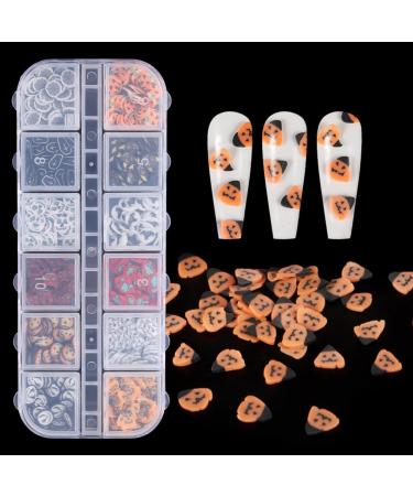 12 Grids Halloween Soft Pottery Pieces 3D Nail Stickers Nail Decals Nail Sequins For Nail Decoration Crafting - Buy Online on SooperMarket.com