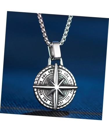 CHILDWEET 1pc Compass Necklace Mens Necklace Mens Pendants Vintage Star Necklace Man Stainless Steel Jewelry - Buy Online on SooperMarket.com