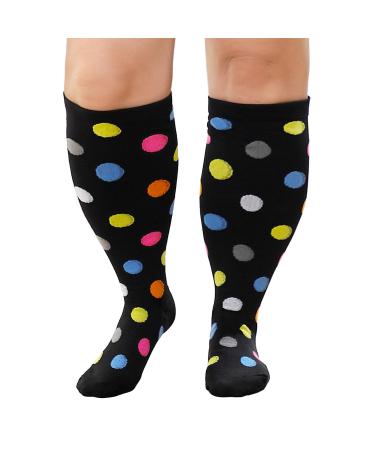 Zfsock compression stockings thick calves men: support stockings women Medical compression socks 20-30mmhg oversize men women travel socks for nurses flight sport 1 pair xxl point pattern
