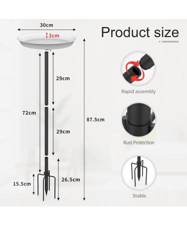 EfuturTime Large Metal Bird Bath & Feeder - Adjustable Stands - Winterproof Frost-Safe Garden Decor 30 x 90 cm - Buy Online on SooperMarket.com