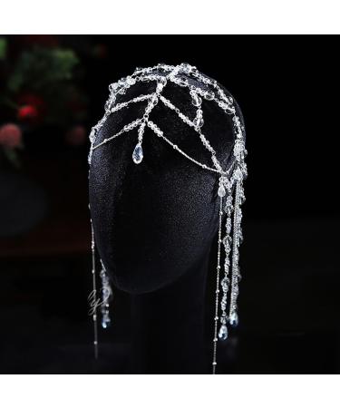 Prosy Bride Wedding Sparkling Headwear Crystal Tassel Headband Beaded Headpiece Wedding Style Accessories for Women and Girls