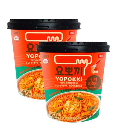 Young Poong Yopokki Cup - Kimchi Cup Rapokki Korean Snack with Ramen & Topokki 145g (Pack of 2)