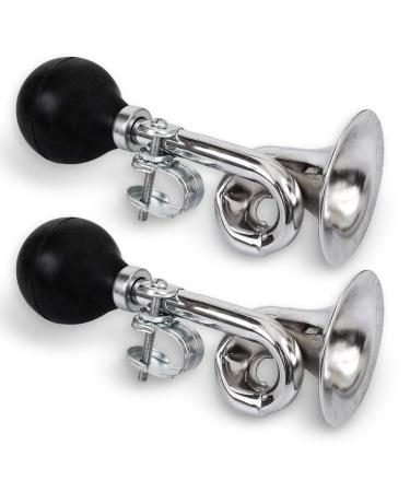 Cozihom Bike Bugle Horn, Metal Squeeze Clown Bugle for Bicycle, Bicycle Bell, Universal, Fit for 22.2mm Handlebar, 2 Pack