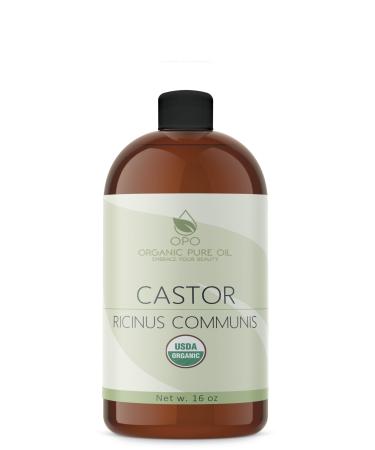 Organic Castor Oil | USDA Certified Organic 100% Pure and Cold Pressed Refined Non-GMO Hexane-Free - 16 oz - for Skin Hair Nails Body Eyelashes Growth Conditions Nourishes & Hydrates