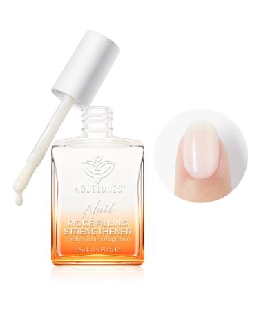 Modelones Nail Care 8 in one Ridge Filling Strengthener Treatment Nail Polish Strengthener for Damaged and Weak Nails Nail Hardener Extra Strong and Growth Smoothing Base Coat White Nail 15ml Milky White