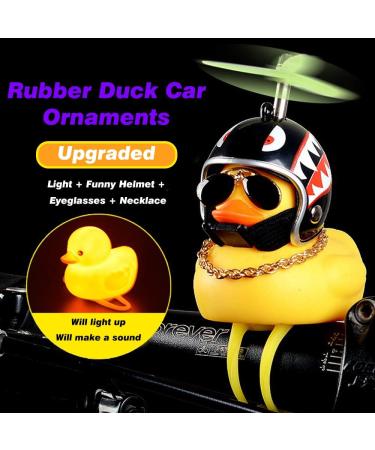 2Pcs Yellow Duck Car Ornaments - Squeeze Duck Dashboard Decorations with Propeller Helmet - Wonuu Rubber Duck Bicycle Horns for Fun and Safety - Buy Online on SooperMarket.com