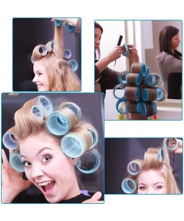 Jumbo Hair Rollers Set Self Grip Curlers For Long Hair No Heat Heatless Hair Rollers With Clips & Comb 24 Packs (Blue 24Pcs) - Buy Online on SooperMarket.com