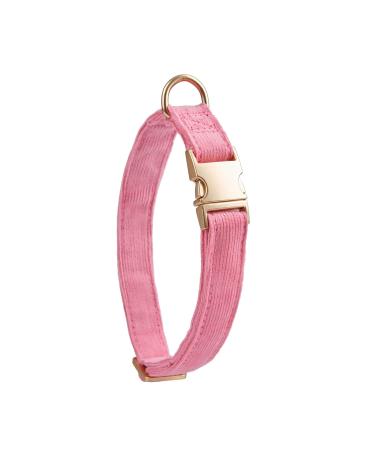 YUDOTE Ultra-soft dog collar natural cotton cord for medium dogs with sensitive skin pink M (1 pack) pink