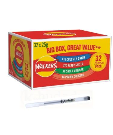 Walkers Crisps Big Box 32x25g contains 4 Different Flavours 32pksx25g - Variety Crisp Pack
