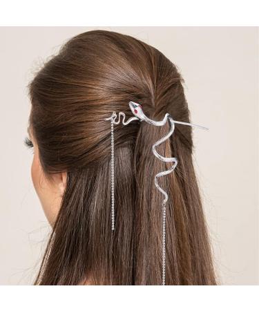 WEBEEDY 2 Pieces Snake Hair Sticks Vintage Tassels Punk Hair Chopsticks Distortion Hairpin Hairstyle Hair Accessories for Women - Buy Online on SooperMarket.com