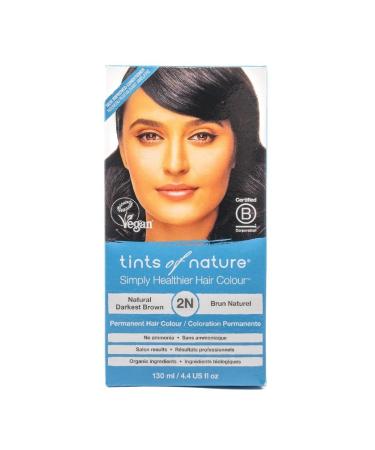 Tints of Nature 2n Natural Darkest Brown permanent hair dye natural dark brown permanent hair color maintains the hair and covers gray ammonia -free 130 ml 130 ml (1 Pack) Darkest Brown (2n)