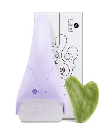 BAIMEI Ice Roller for Face and Gua Sha Facial Tools  Ice Face Roller Reduces Puffiness Migraine Pain Relief-Purple