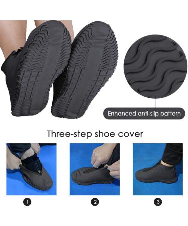 Rehomy Waterproof Shoe Covers | Non-Slip Silicone Rain Overshoes with Zipper | Outdoor Shoe Protector for Kids, Men, Women | Black L (EU 38-42) - Buy Online on SooperMarket.com