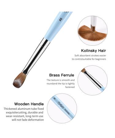 Golden Maple 100% Pure Kolinsky Hair Size 8 Oval Acrylic Nail Brush Set - Blue Wood Handle, Professional Manicure Tool for DIY Salon - Buy Online on SooperMarket.com