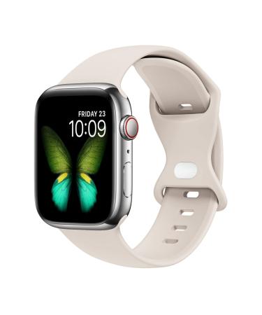 Tighesen Sport Bands Compatible with Apple Watch Band 38mm 40mm 41mm 42mm 44mm 45mm 49mm S/M M/L for Women/Men Waterproof Soft Silicone Replacement Strap Accessories for iWatch Ultra SE Series 8/7/6/5/4/3/2/1(Starlight, 38/40/41mm S/M) 38mm/40mm/41mm S/M 