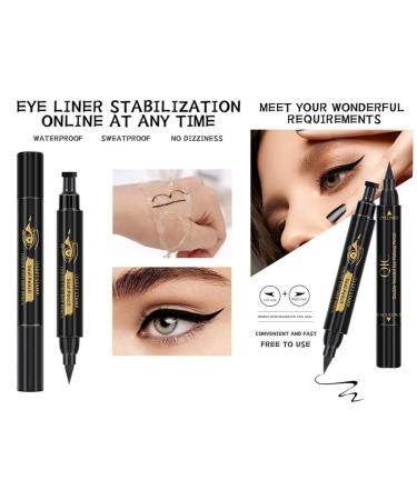 Go Ho Black Waterproof Wing Stamp Eyeliner 2 PCS - Cat Eye Winged Eyeliner Stamp for Left & Right Wing - Smudge-proof & Long-Lasting - 10MM Super Slim Felt Tip - Buy Online on SooperMarket.com