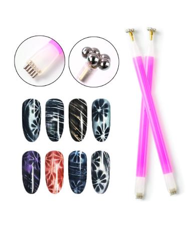 12-Piece Nail Magnet Tool - Super Strong Double-Head Cat Eye Magnet Stick for 3D Nail Art - Flower Design DIY Cat Eye Effect Plate - Manicure Tool - Buy Online on SooperMarket.com