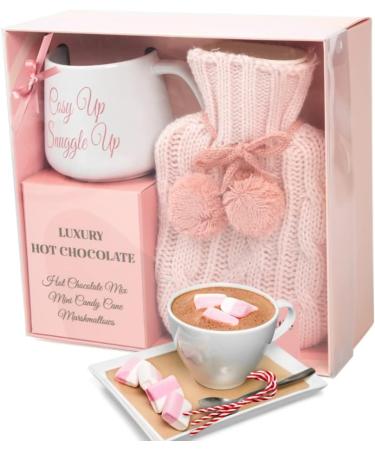 Hot Chocolate Mug Gift Set with Water Bottle, Marshmallows & Candy Cane - Cozy Gift for Women, Teen, Adults (Pink) - Buy Online on SooperMarket.com