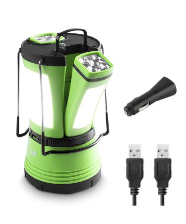 LE LED Camping Lantern Rechargeable, 600LM, Detachable Flashlight, Perfect Lantern Flashlight for Hurricane Emergency, Hiking, Fishing and More, USB Cable and Car Charger Included