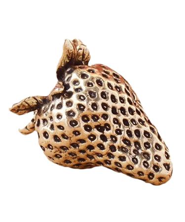 ABOOFAN Brass Strawberry Statue Vintage Home Decor Brass Decor Brass Fruit Decor Brass Craft Figurine Small Desktop Decor Strawberry Shaped Figurine Strawberry Decor Pure Brass Accessories Golden 4.50X3.50X3.50CM