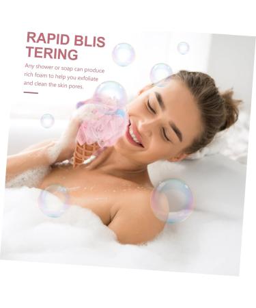 FRCOLOR Body Scrubber Set - 3pcs Ice Cream Bath Balls & Puff for Spa-Quality Cleansing | Perfect Loofah Cleaner & Bathing Sponge for All Skin Types - Buy Online on SooperMarket.com
