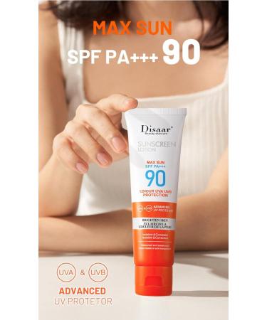 Tinted Sunscreen SPF 90 - Ultra-Light Fluid Broad Spectrum Face Sunscreen with Vitamin E & Niacinamide - Oil-Free Formula for UVA and UVB Protection - 1PC - Buy Online on SooperMarket.com