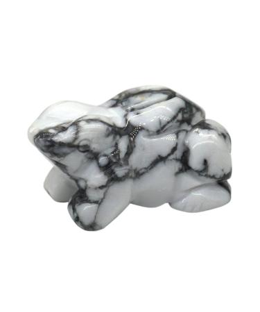 TRUSTTWO 1.5" Frog Statue Natural Gemstone Room Decoration Healing Crystal Animals Figurines Reiki Hand Carved Stones The White Turquoise