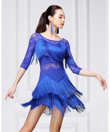 ZX Women's Fringed Ballroom Dance Costume - Royal Blue Large - Buy Online on SooperMarket.com