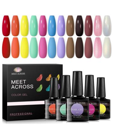 MEET ACROSS 12pcs Gel Nail Polish Set,Soak Off UV LED Lamp Gel Nail Polish Kit,Fashion Shimmer Nail Art Design Gifts for Women Manicure Salon 8 ml-0.28FL.OZ (Winter Series)