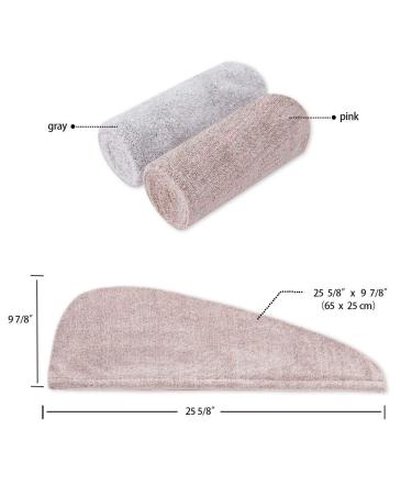 Shop M-bestl Hair Towel Turban - Quick-Dry Microfiber Towels (2 Pack) in Star Gray & Star Pink | Perfect for Fast Hair Drying - International Shipping Available - Buy Online on SooperMarket.com