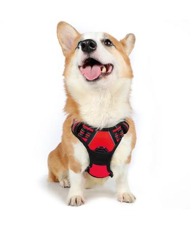 Rabbitgoo dog harness medium -sized dogs anti train crockery dog with control no pull adjustable dog dishes large dogs breathable reflex stripes breast harness dog safe guide red m (1 Pack) red