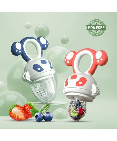 Zarok BPA-Free Fruit Sucker for Babies | Baby Dental Aid & Bite Ring | 2 Pieces Blue/Orange | Safe Baby Accessories for 3 Months+ - Buy Online on SooperMarket.com