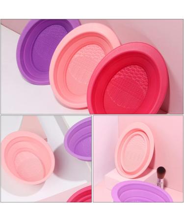 Makeup Brush Scrub Pad Portable Washing Tool Scrubber Brush Cleaner Tool Makeup Brush Cleaning Pad Foldable Bowl Cleaning Tools Folding Silicone Bowl Travel Bowl Silica Gel Make up - Buy Online on SooperMarket.com