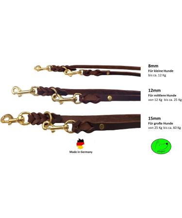 Premium Dog Liner Grease Leather Brass Leash - Adjustable 3.50m x 8mm for Small & Large Dogs - Durable Dark Brown - Buy Online on SooperMarket.com
