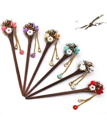 Frcolor Wooden Hair Pin Chinese Hair Sticks with Tassel Retro for Women Hair Styling Blue - Buy Online on SooperMarket.com