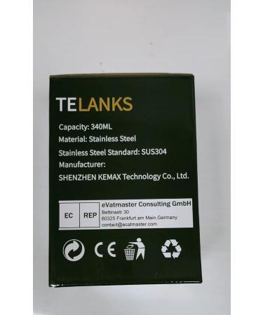 Telanks Modern 340 ML Yerba Mate Cup | 18/8 Stainless Steel | BPA-Free Lid Straw & Cleaning Brush | Black Tea Beverage Essential - Buy Online on SooperMarket.com