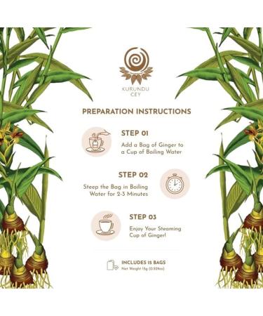KURUNDU CEY | 100% Natural & Pure Ginger Infusion | Perfect For After Meals | Help Build Digestive Fire | Hot & Cold Infusion | Herbal Tea | Caffeine & Sugar Free | 20 Sachets - Buy Online on SooperMarket.com